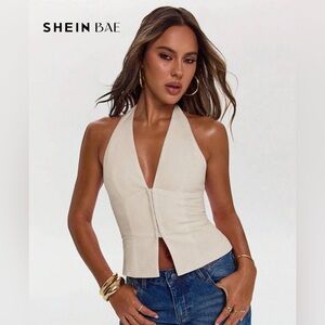 SHEIN BAE White Halter Top